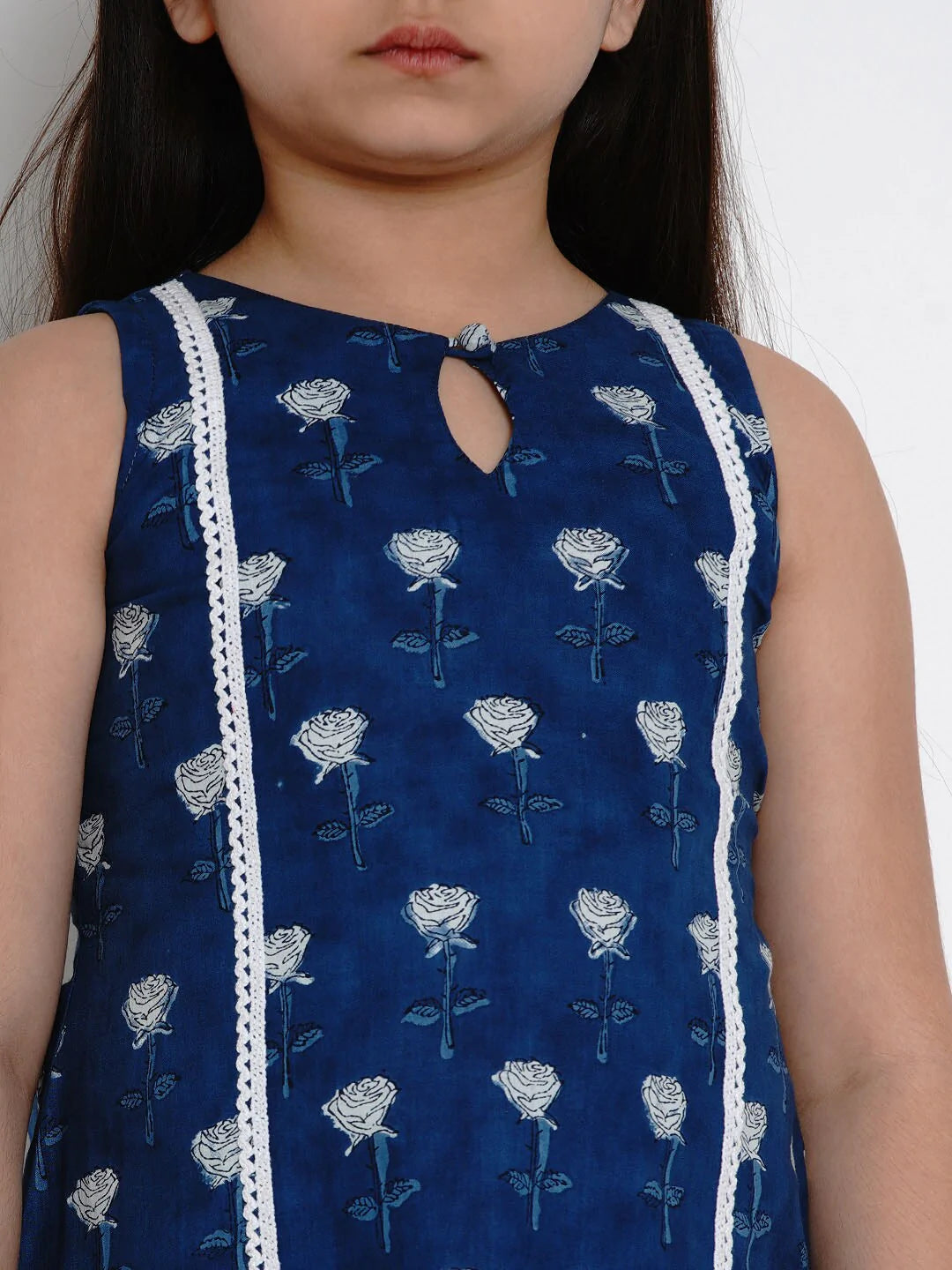 NOZ2TOZ Navy Blue Printed Kurta & Palazzo Set For Girls - Distacart