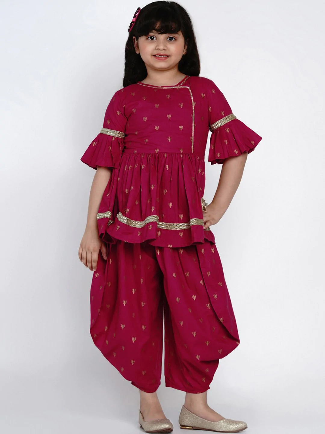 NOZ2TOZ Magenta Printed Kurta & Dhoti Pant Set For Girls - Distacart