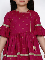 Thumbnail for NOZ2TOZ Magenta Printed Kurta & Dhoti Pant Set For Girls - Distacart