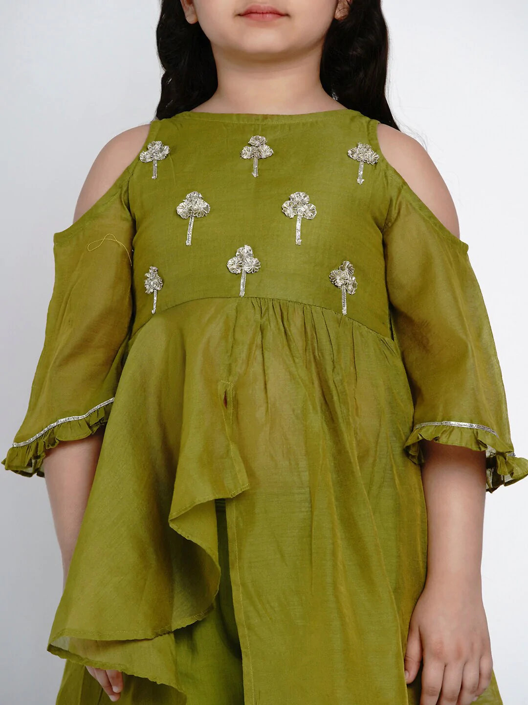 NOZ2TOZ Green Embroidered Kurta & Sharara Set For Girls - Distacart