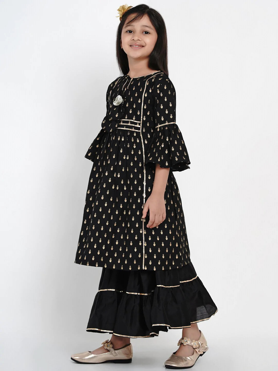 NOZ2TOZ Black Printed Kurta & Sharara Set For Girls - Distacart