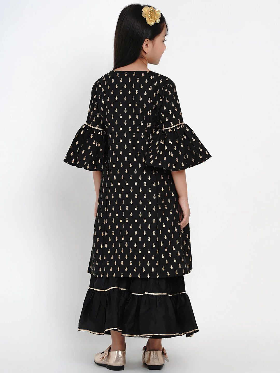 NOZ2TOZ Black Printed Kurta & Sharara Set For Girls - Distacart