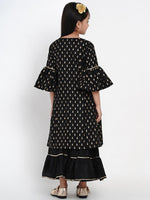 Thumbnail for NOZ2TOZ Black Printed Kurta & Sharara Set For Girls - Distacart