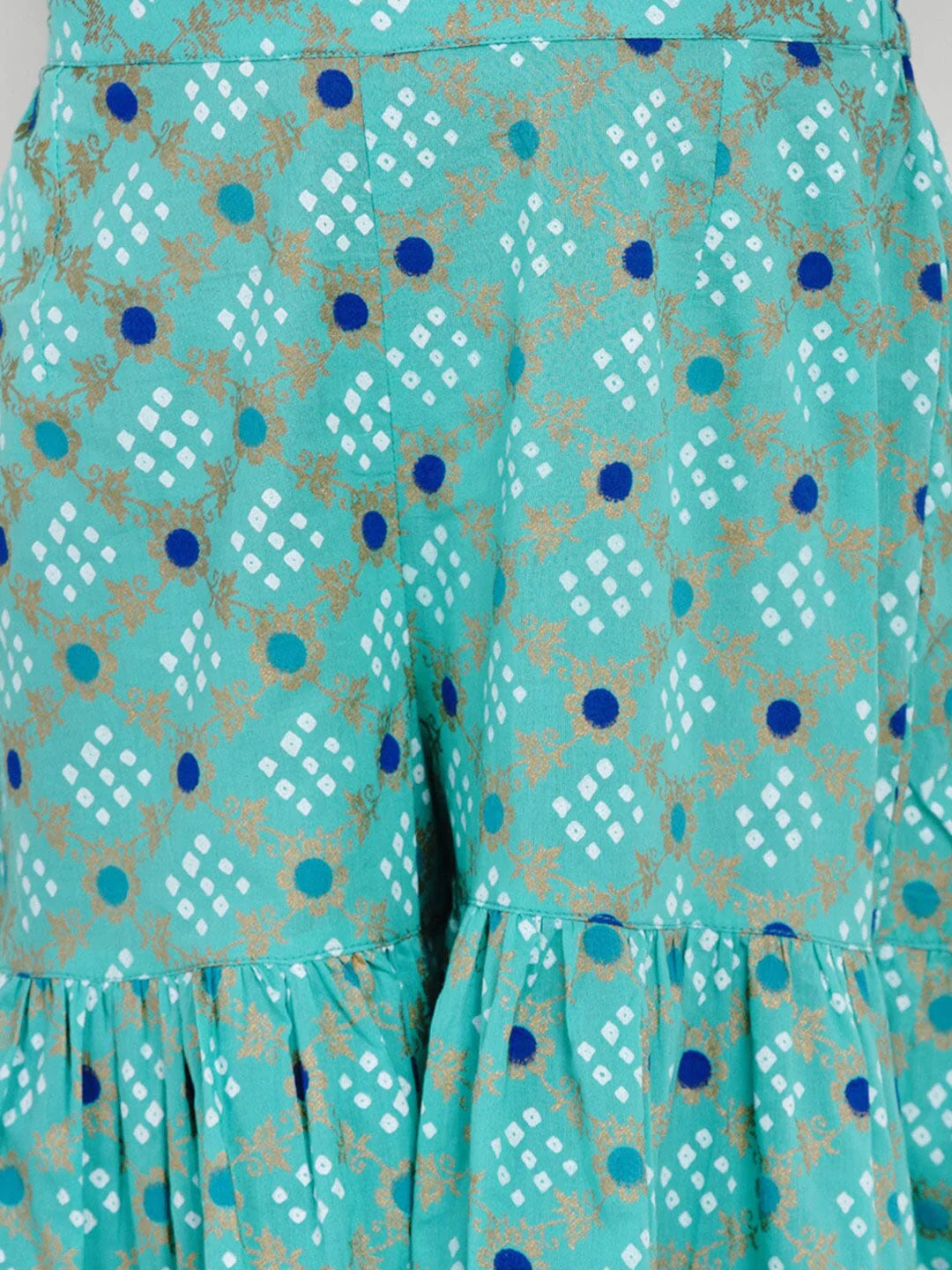NOZ2TOZ Green & Blue Printed Kurta & Palazzo Set For Girls - Distacart