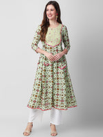 Thumbnail for Kalini Ethnic Motif Printed Thread Work Anarkali Pure Cotton Kurta - Distacart