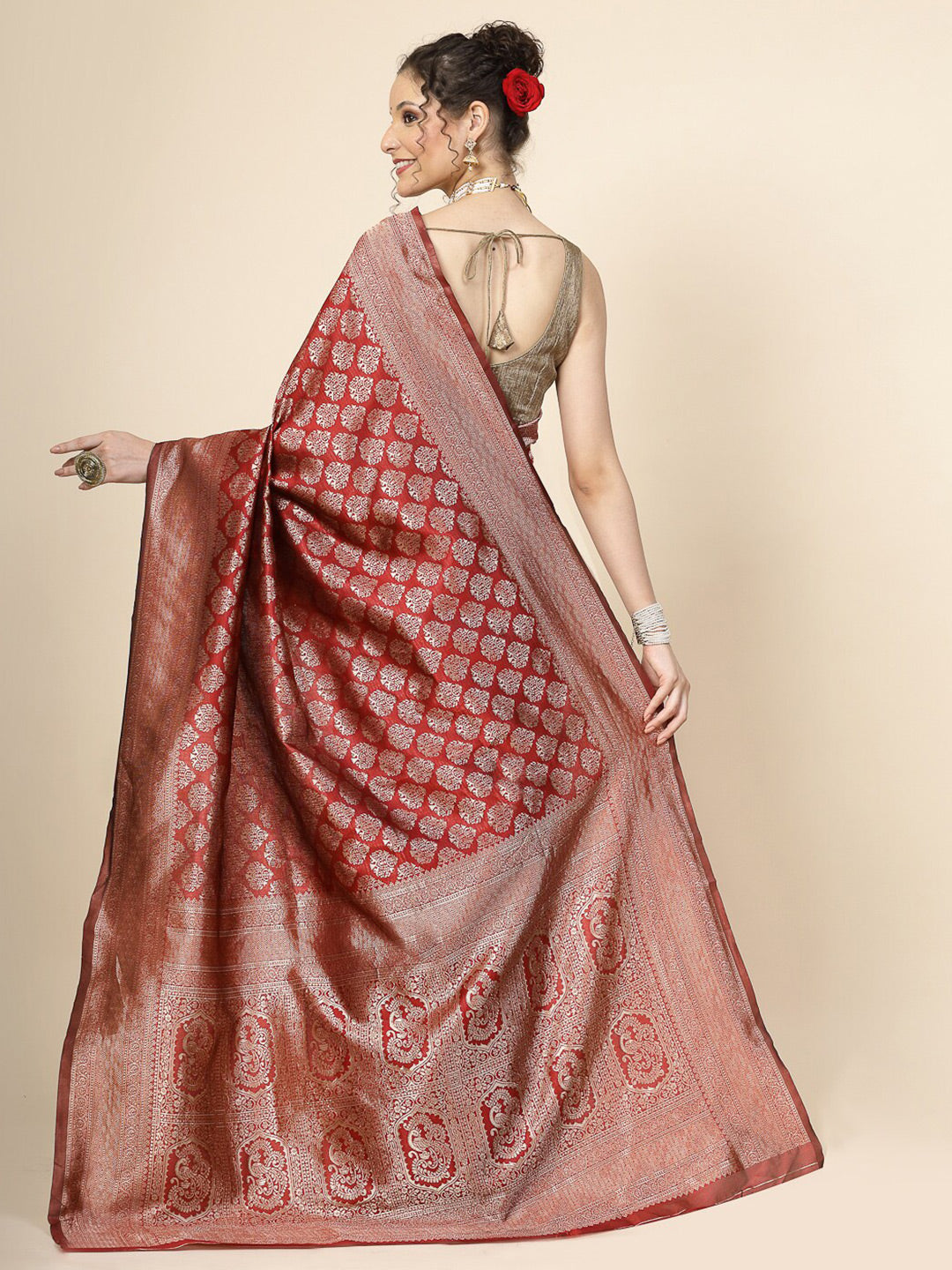 Kalini Ethnic Motifs Woven Design Zari Banarasi Saree - Distacart