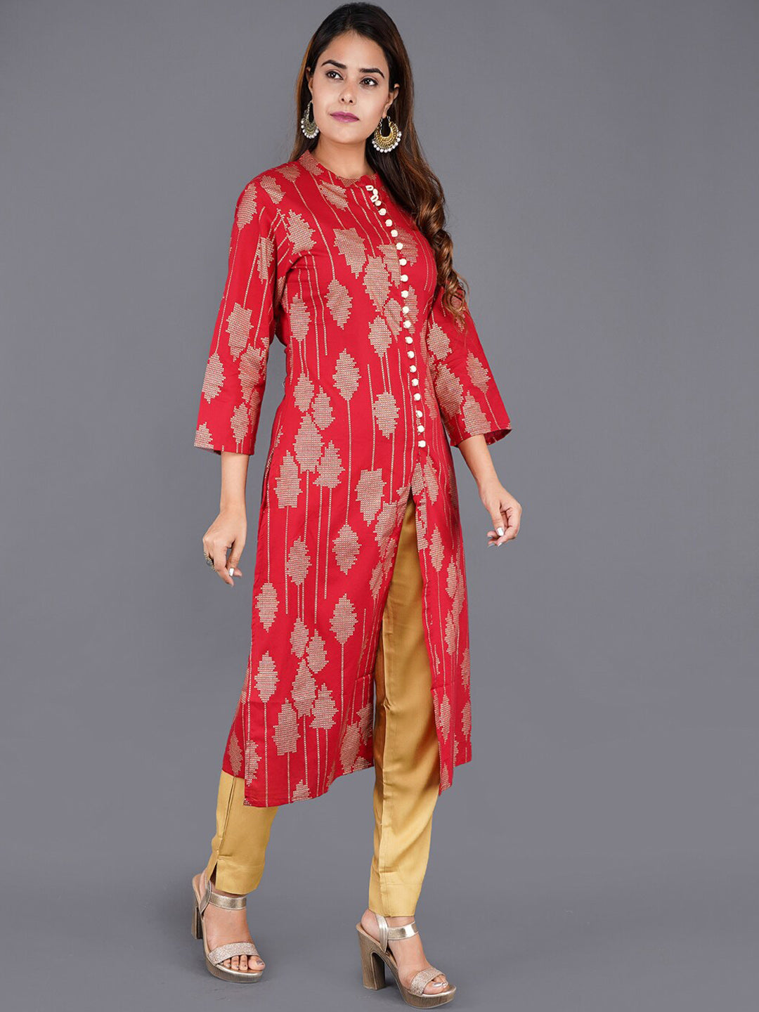 Kalini Women Red Ethnic Motifs Printed Kurta - Distacart