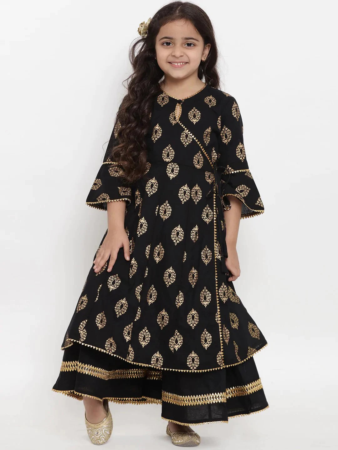 NOZ2TOZ Black Printed Kurta & Palazzo Set For Girls - Distacart