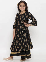 Thumbnail for NOZ2TOZ Black Printed Kurta & Palazzo Set For Girls - Distacart
