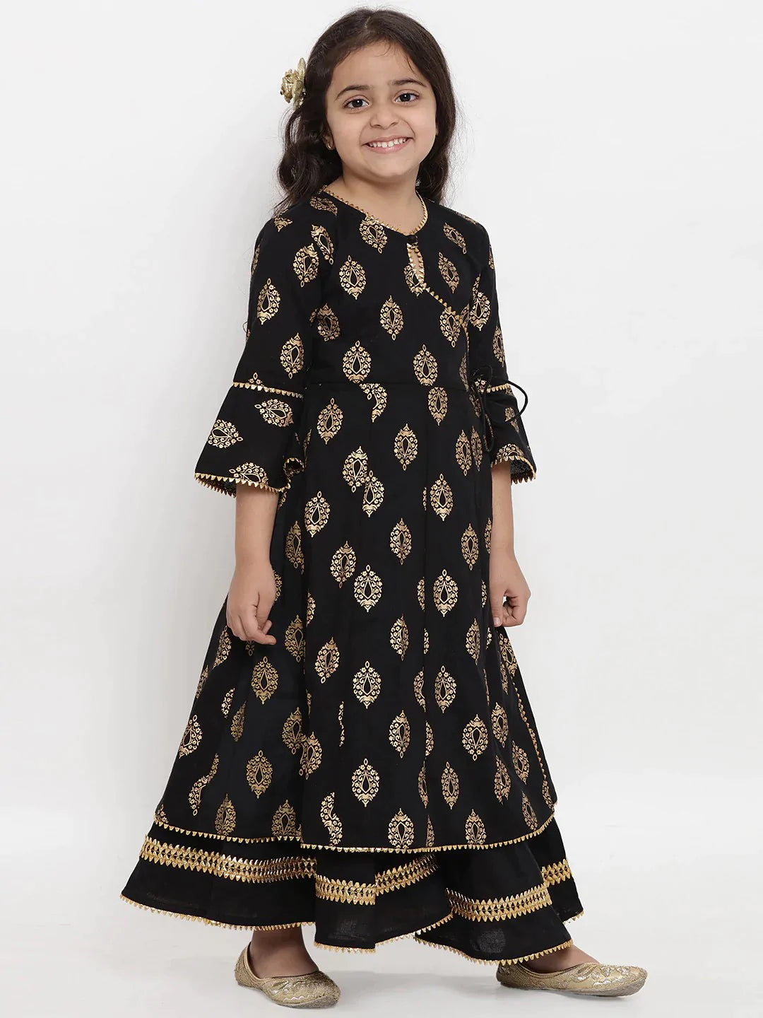 NOZ2TOZ Black Printed Kurta & Palazzo Set For Girls - Distacart