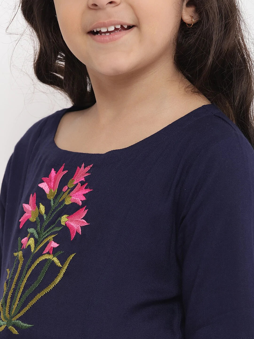 NOZ2TOZ Blue Embroidered Kurta & Palazzo Set For Girls - Distacart