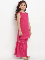 Thumbnail for NOZ2TOZ Fuchsia Printed Kurta & Sharara Set with Dupatta For Girls - Distacart