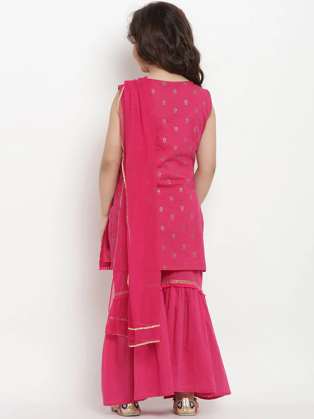 NOZ2TOZ Fuchsia Printed Kurta & Sharara Set with Dupatta For Girls - Distacart