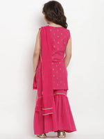 Thumbnail for NOZ2TOZ Fuchsia Printed Kurta & Sharara Set with Dupatta For Girls - Distacart
