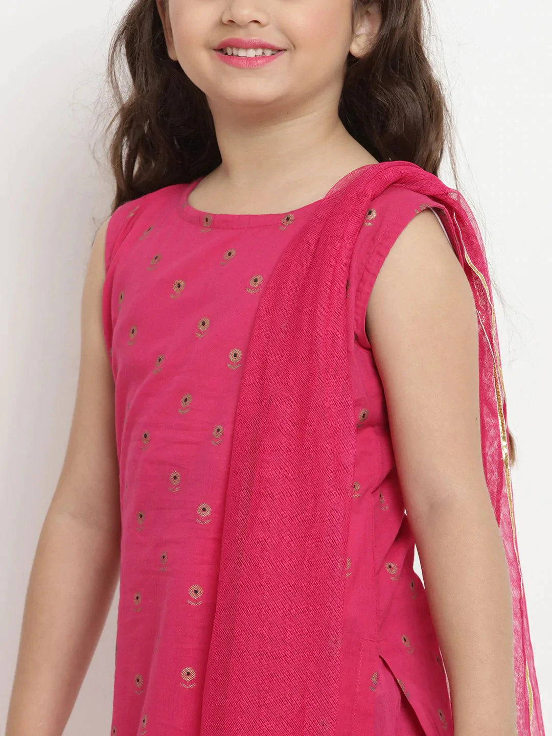 NOZ2TOZ Fuchsia Printed Kurta & Sharara Set with Dupatta For Girls - Distacart