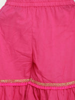 Thumbnail for NOZ2TOZ Fuchsia Printed Kurta & Sharara Set with Dupatta For Girls - Distacart