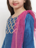 Thumbnail for NOZ2TOZ Blue & Fuchsia Solid Kurta & Palazzo Set For Girls - Distacart