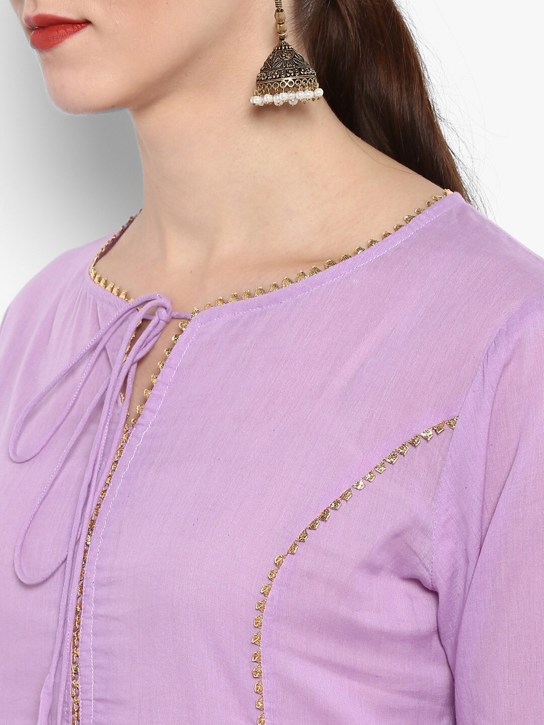 Wahe-NOOR Women's Lavender Solid Kurta With Sharara - Distacart