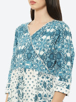 Thumbnail for Biba Women Blue Floral Printed Empire Pure Cotton Kurta with Trousers & Dupatta - Distacart