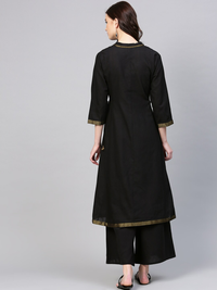 Thumbnail for Wahe-NOOR Women's Black Solid Kurta With Palazzos6 - Distacart