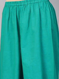 Thumbnail for Wahe-NOOR Women's Green Solid Kurta With Palazzos1 - Distacart