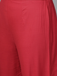 Thumbnail for Wahe-NOOR Women's Beige & Red Yoke Design Kurta With Palazzos - Distacart