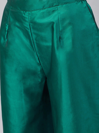Thumbnail for Wahe-NOOR Women's Green & Golden Woven Design Kurta With Palazzos2 - Distacart