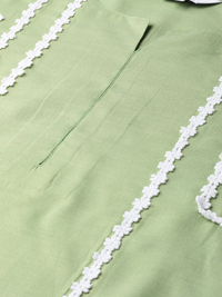 Thumbnail for Wahe-NOOR Women's Green Solid Kurta With Palazzos2 - Distacart