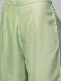 Thumbnail for Wahe-NOOR Women's Green Solid Kurta With Palazzos2 - Distacart