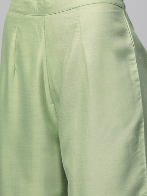 Wahe-NOOR Women's Green Solid Kurta With Palazzos2 - Distacart