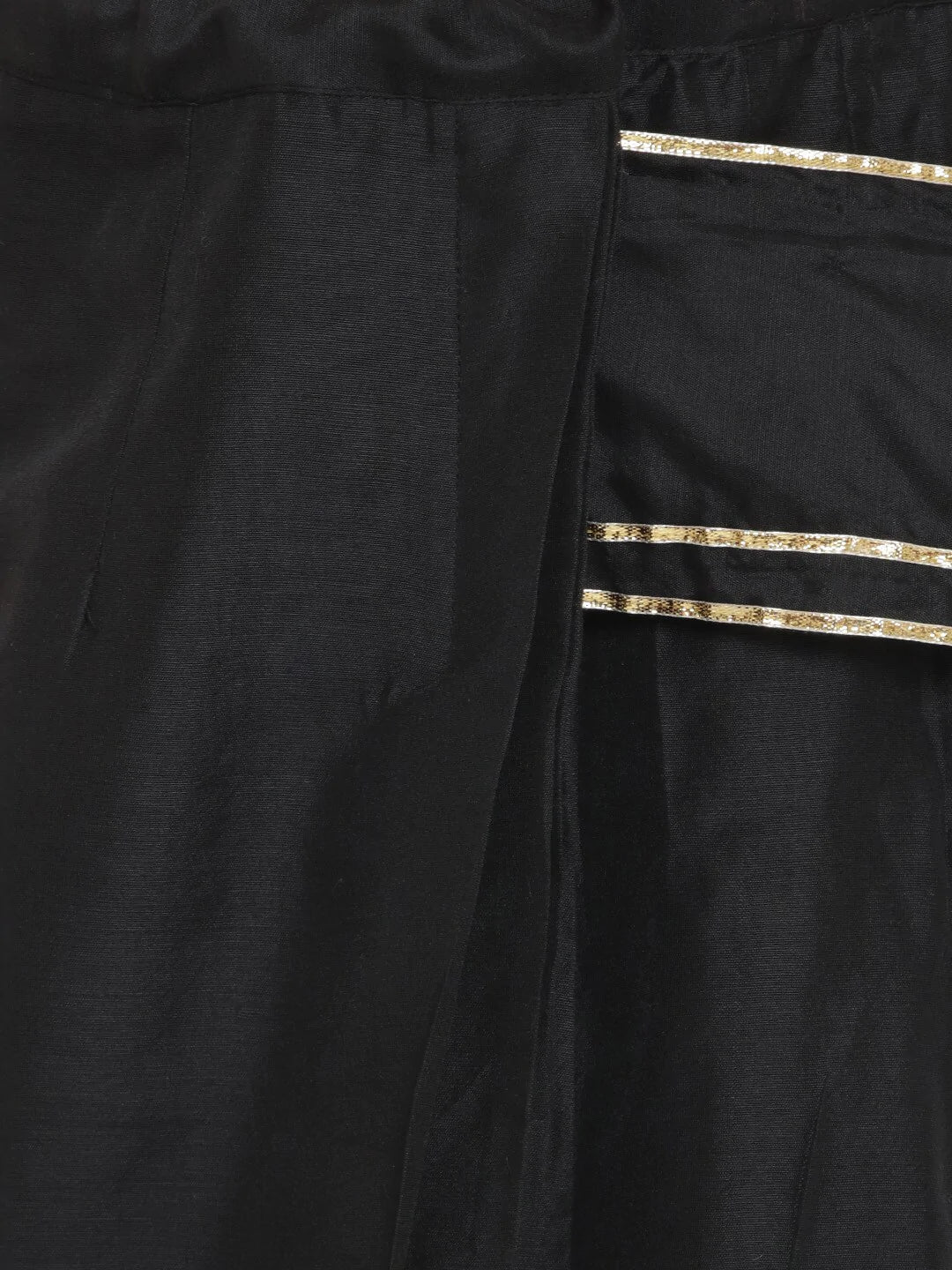 NOZ2TOZ Yellow & Black Gota Patti Silk Solid Half Saree Set with Blouse For Girls - Distacart
