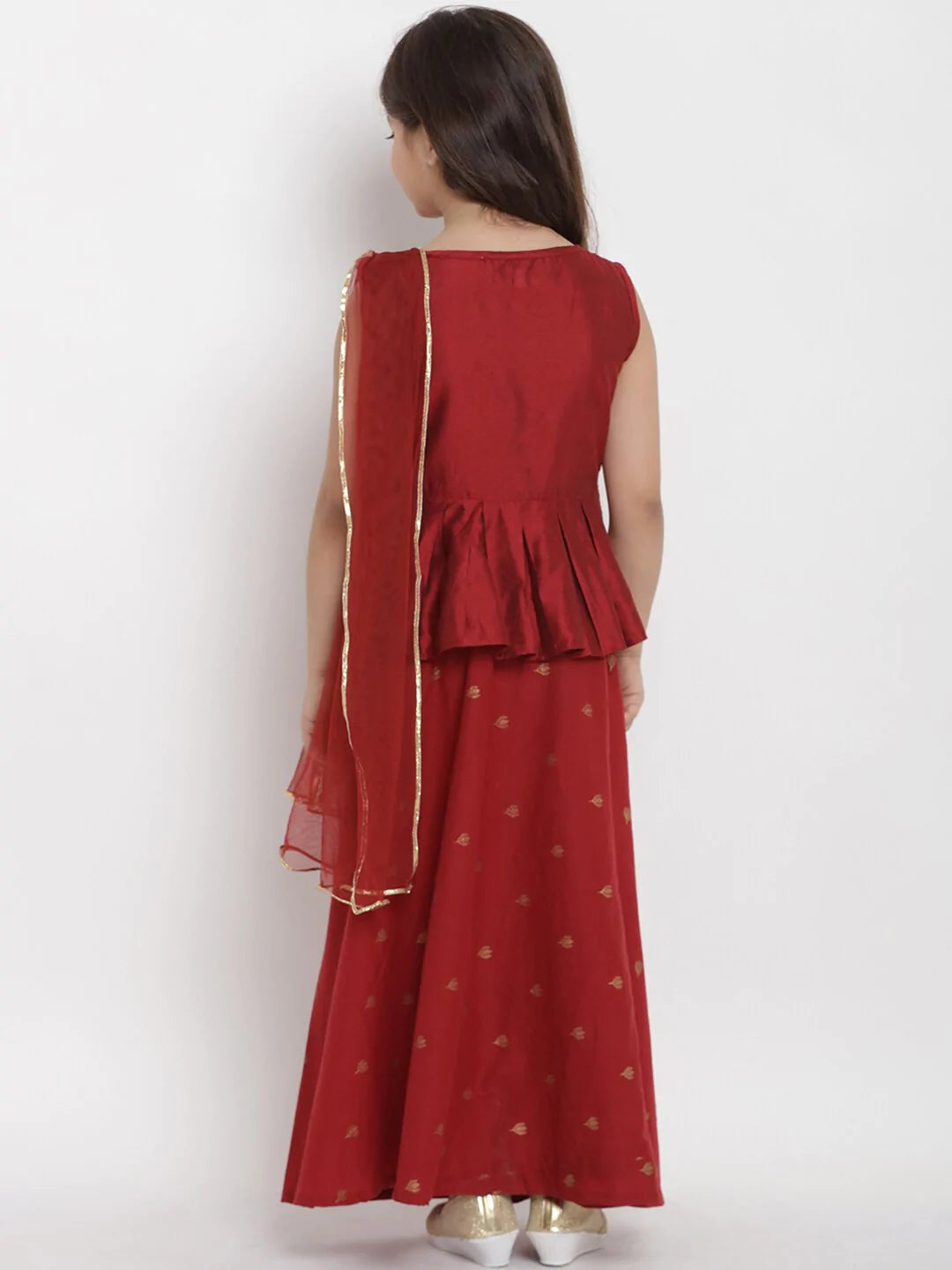 NOZ2TOZ Maroon Solid Top & Skirt Set For Girls - Distacart