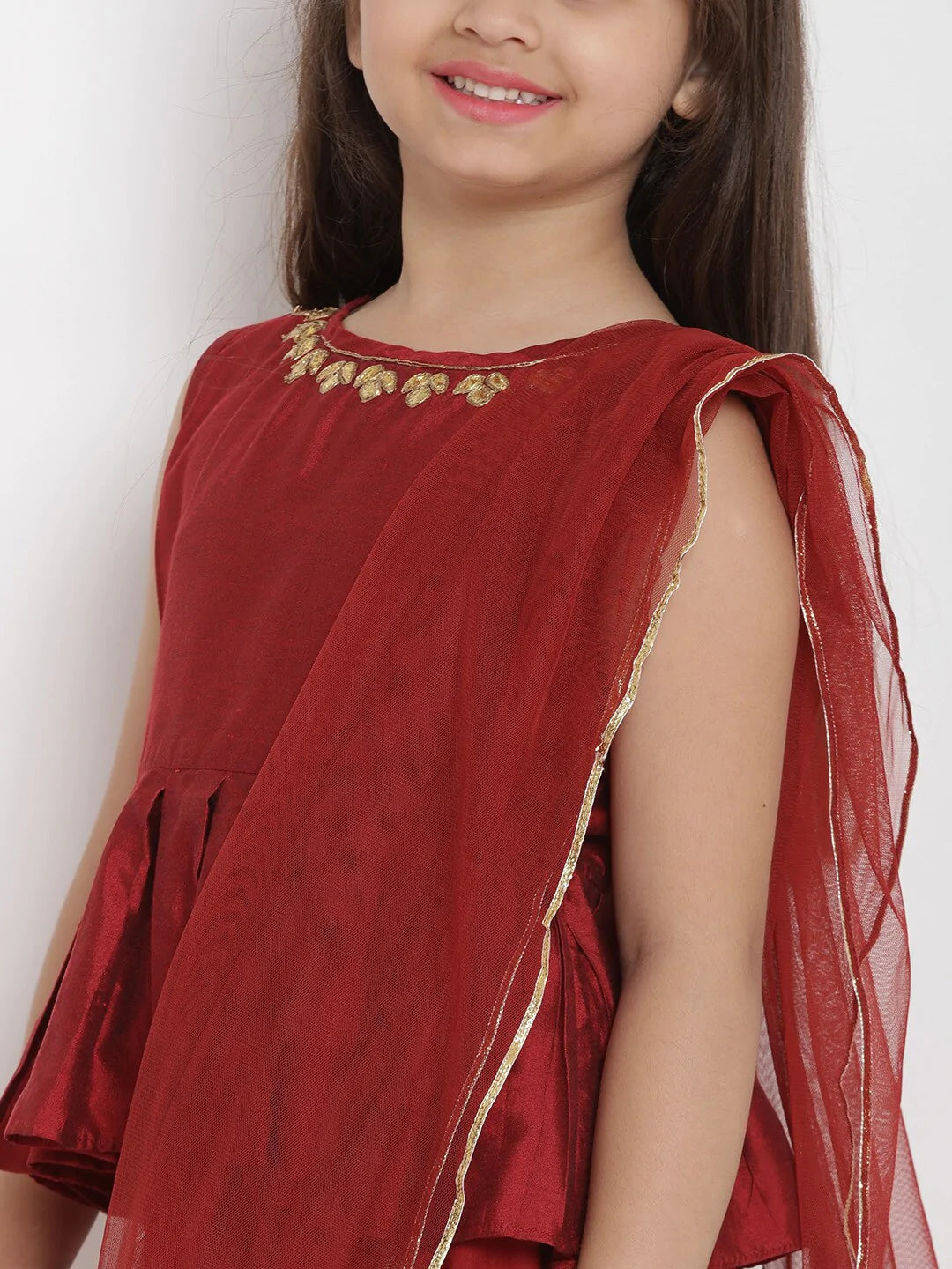 NOZ2TOZ Maroon Solid Top & Skirt Set For Girls - Distacart