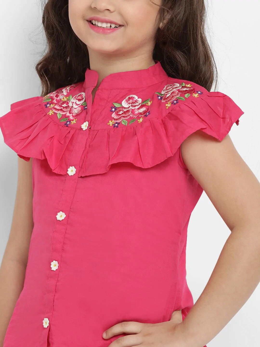 NOZ2TOZ Fuchsia Pink & White Printed Top & Palazzo Set For Girls - Distacart