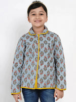 Thumbnail for NOZ2TOZ Grey Printed Tailored Jacket Top For Girls - Distacart