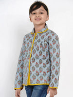 Thumbnail for NOZ2TOZ Grey Printed Tailored Jacket Top For Girls - Distacart