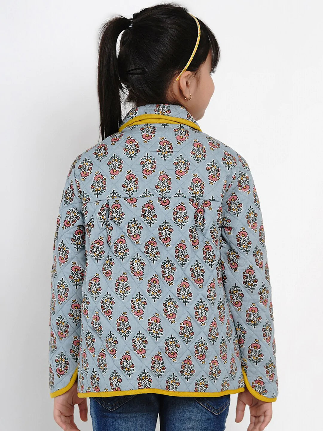 NOZ2TOZ Grey Printed Tailored Jacket Top For Girls - Distacart