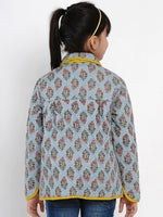 Thumbnail for NOZ2TOZ Grey Printed Tailored Jacket Top For Girls - Distacart