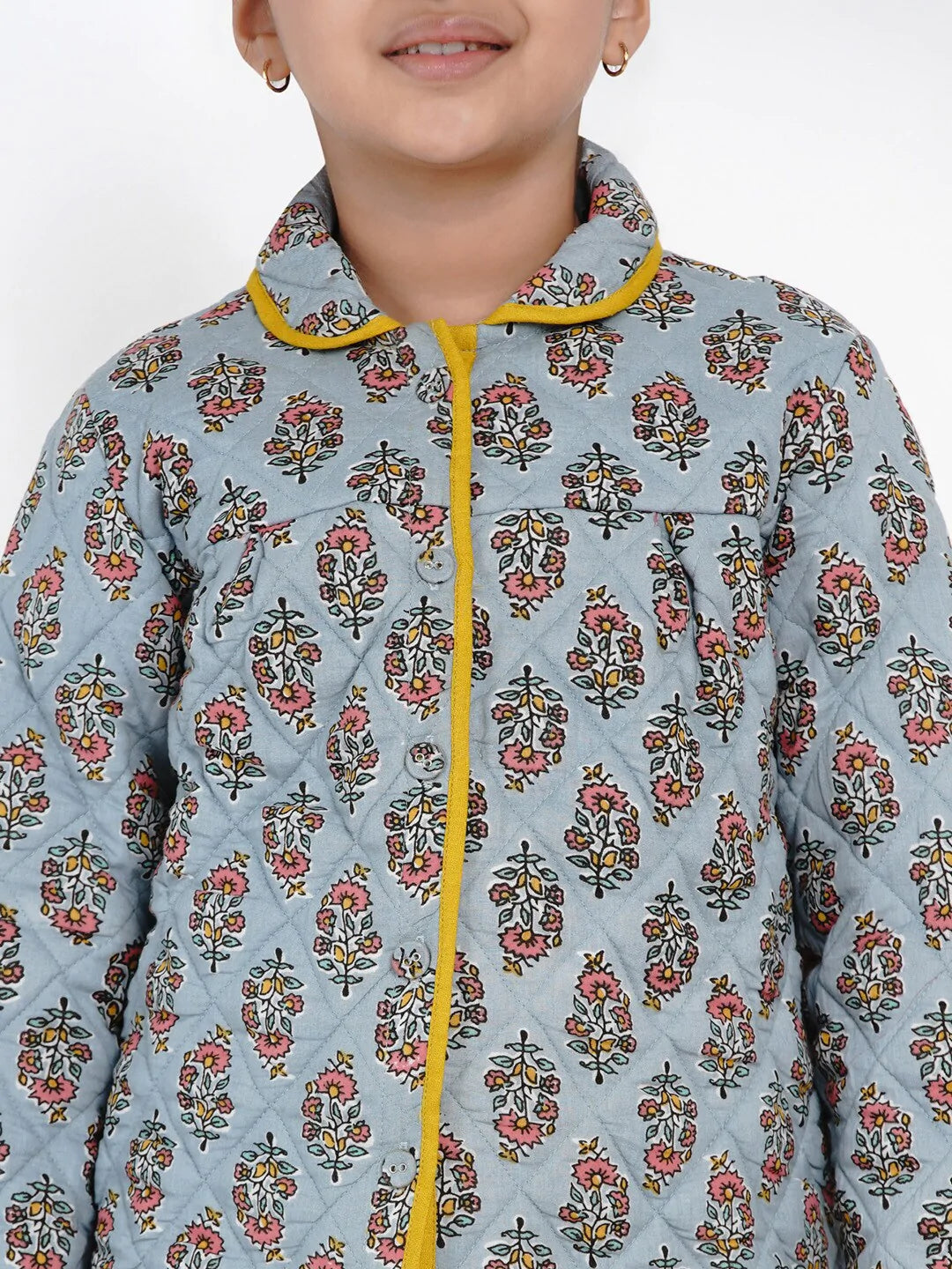 NOZ2TOZ Grey Printed Tailored Jacket Top For Girls - Distacart