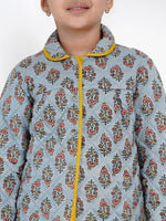 Thumbnail for NOZ2TOZ Grey Printed Tailored Jacket Top For Girls - Distacart