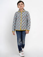 Thumbnail for NOZ2TOZ Grey Printed Tailored Jacket Top For Girls - Distacart