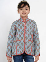 Thumbnail for NOZ2TOZ Grey Printed Tailored Jacket Top For Girls - Distacart
