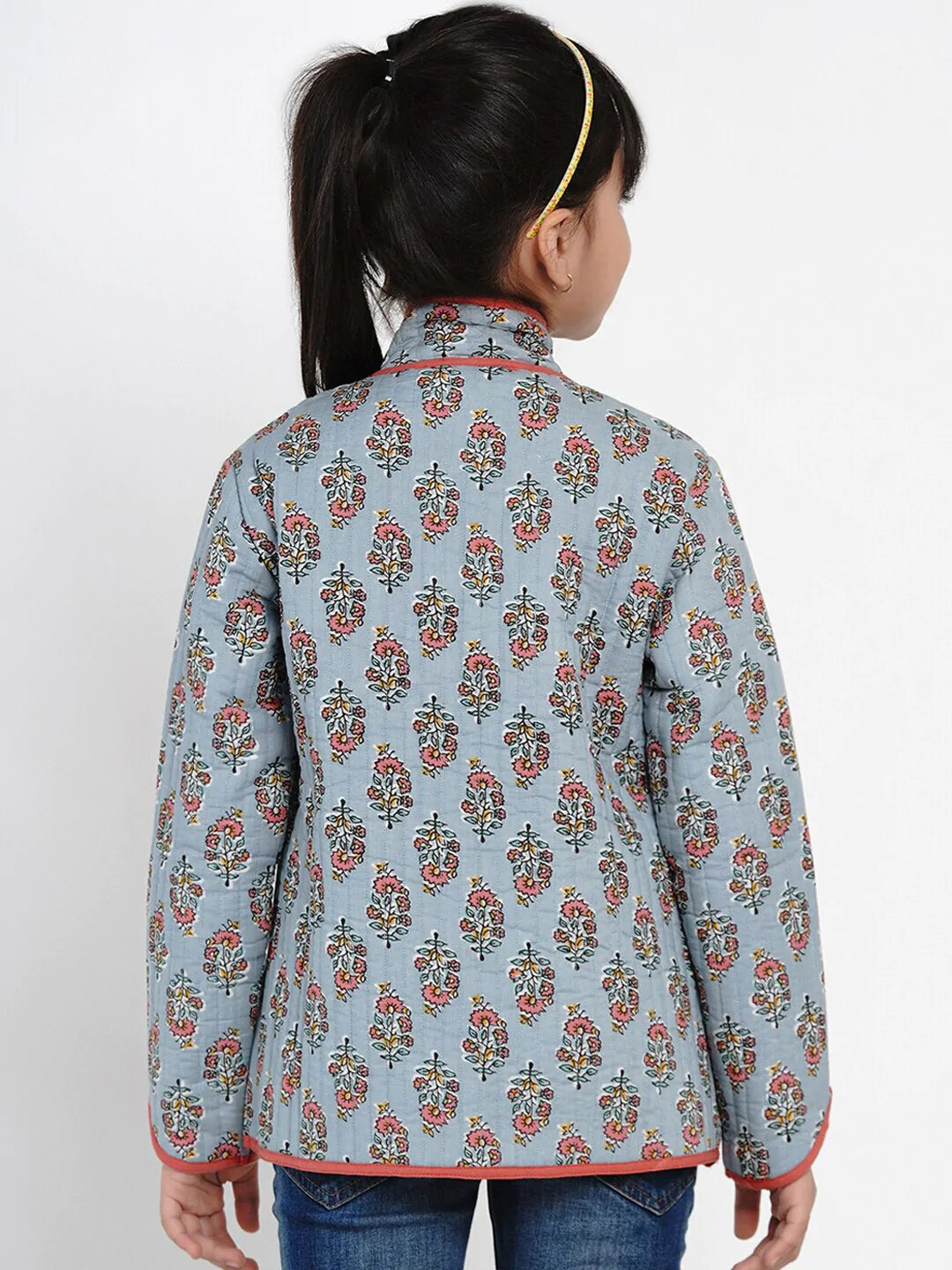 NOZ2TOZ Grey Printed Tailored Jacket Top For Girls - Distacart