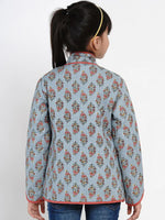 Thumbnail for NOZ2TOZ Grey Printed Tailored Jacket Top For Girls - Distacart