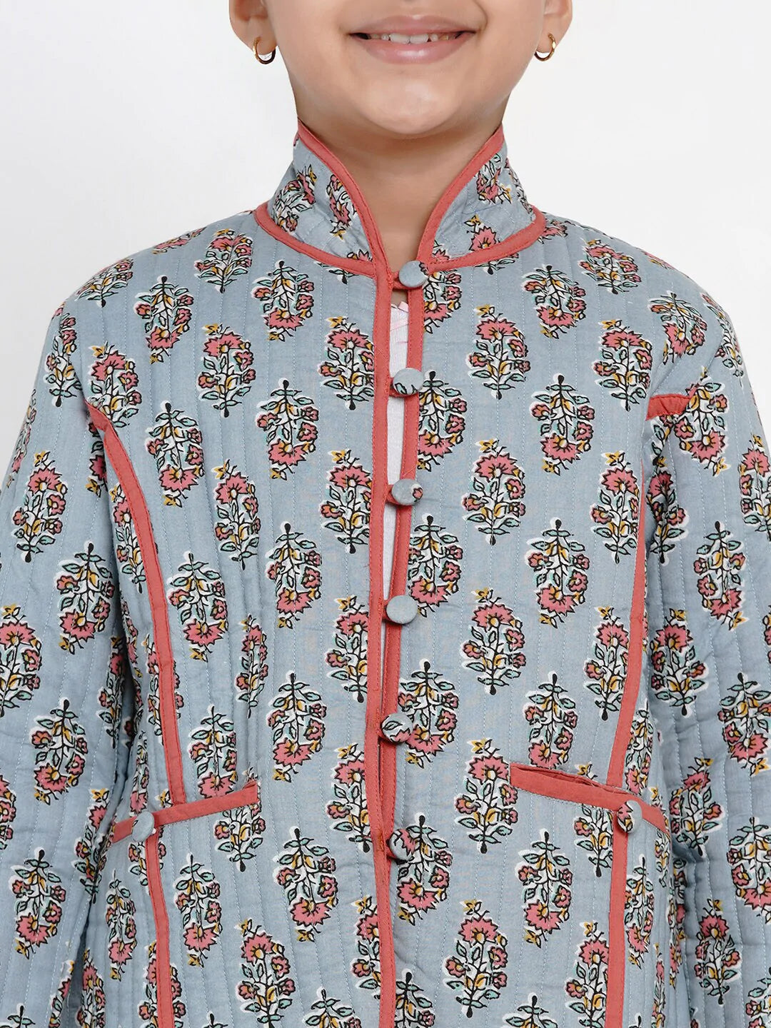 NOZ2TOZ Grey Printed Tailored Jacket Top For Girls - Distacart