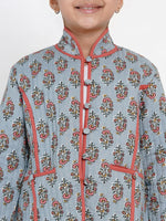 Thumbnail for NOZ2TOZ Grey Printed Tailored Jacket Top For Girls - Distacart