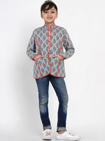 Thumbnail for NOZ2TOZ Grey Printed Tailored Jacket Top For Girls - Distacart