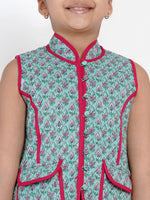 Thumbnail for NOZ2TOZ Green & Pink Printed Tailored Jacket Top For Girls - Distacart