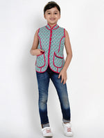 Thumbnail for NOZ2TOZ Green & Pink Printed Tailored Jacket Top For Girls - Distacart
