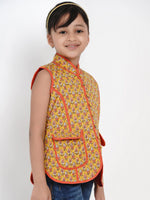 Thumbnail for NOZ2TOZ Mustard Yellow Printed Tailored Jacket Top For Girls - Distacart
